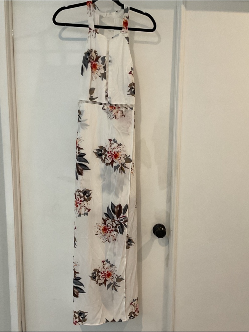 White Floral Halter Maxi Dress